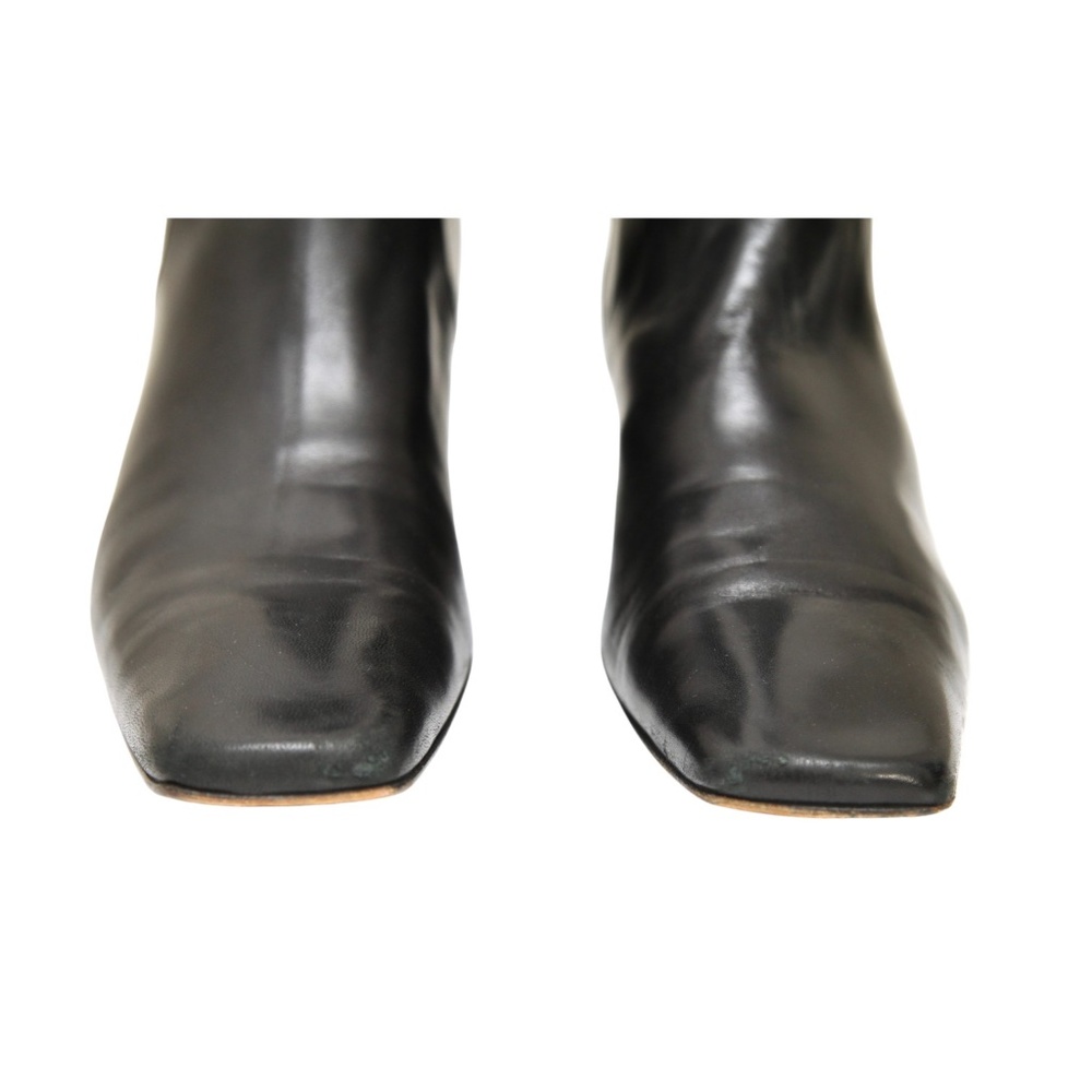 COLE HAAN Black Boots Leather Boot Mid Calf Zipper Square Toe Sz 9B - Picture 6 of 12